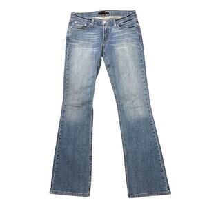 Vtg Levis 524 Jeans Womens 9 Long Blue Too Superlow Bootcut Stretch Distressed